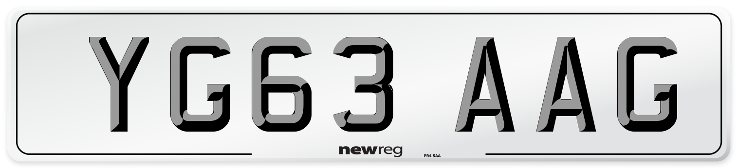 YG63 AAG Number Plate from New Reg